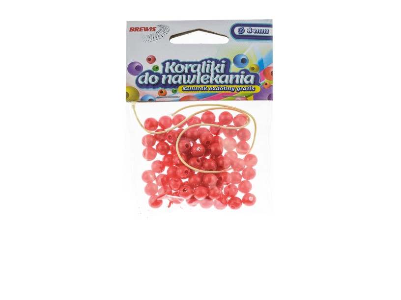 Koraliki do nawlekania 8mm czerwony (16g) K8-9 Brewis